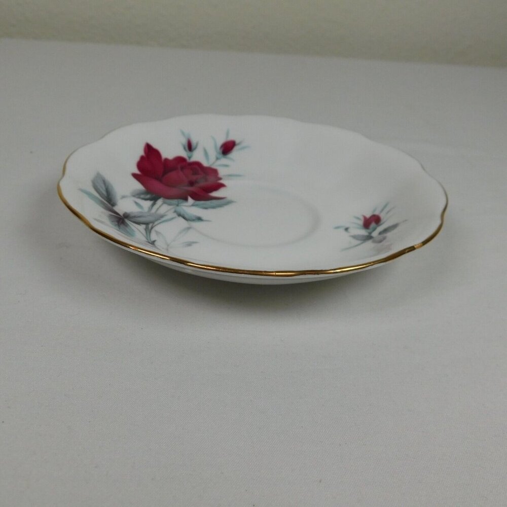 Royal Albert Sweet Romance Saucer ONLY Bone China Red Rose Gold Rim Replacement - Picture 2 of 7